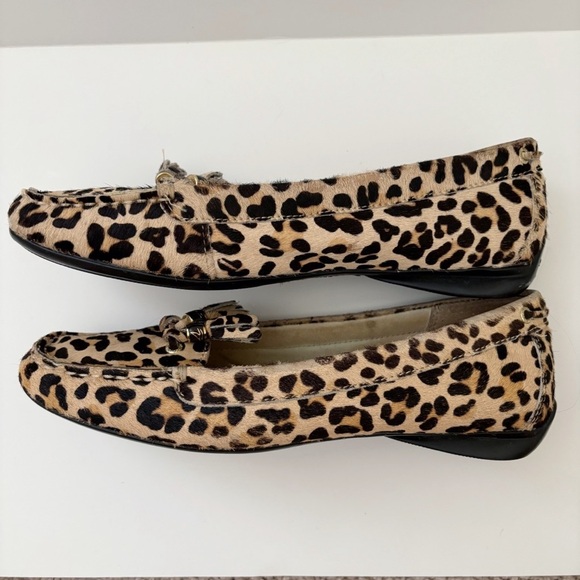 Sperry Leopard Print Calf Hair Tassel Loafers 7.5 Leather Slip On - Picture 7 of 11